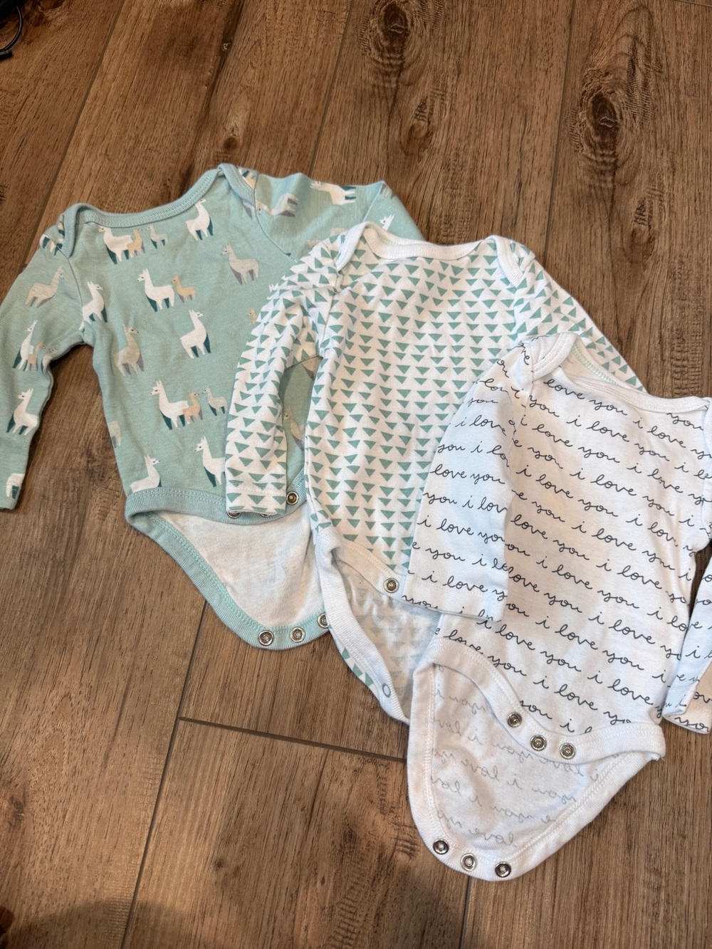 Gender Neutral Mint & White Long Sleeve One-Piece Bodysuits - 3 Pack